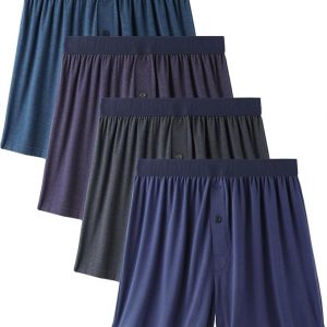 BAMBOO COOL Men’s Boxer Shorts – Moisture-Wicking, Super Soft Loose Fit Underwear, 4-Pack