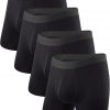 BAMBOO COOL Men’s Boxer Briefs with Fly – Breathable Underwear with Built-in 3D Pouch, 4-Pack